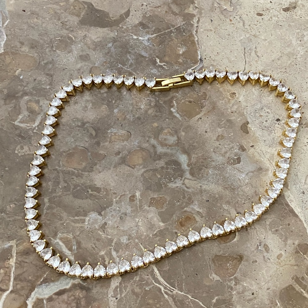 Heavenly London Mon Couer heart tennis necklace Gold